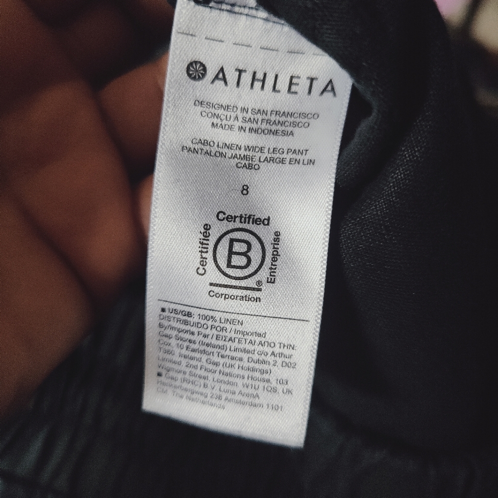 Athleta Cabo Linen Wide Leg Black Pants - Picture 7 of 8
